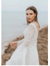 V Neck Ivory Chiffon Elegant Summer Wedding Dress